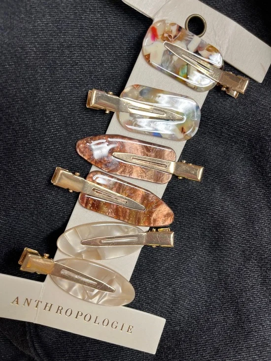 Anthropologie Marble Clip Set - Neutral & Multicolor Hair Barrettes - Picture 2 of 2